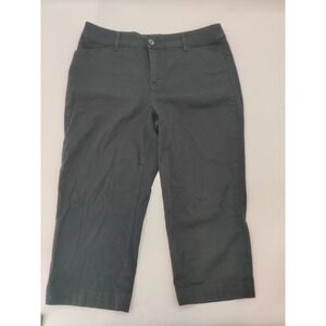 St Johns Bay Womens Black Capri Pants Size 8 Stretch Cotton Cropped Trousers
